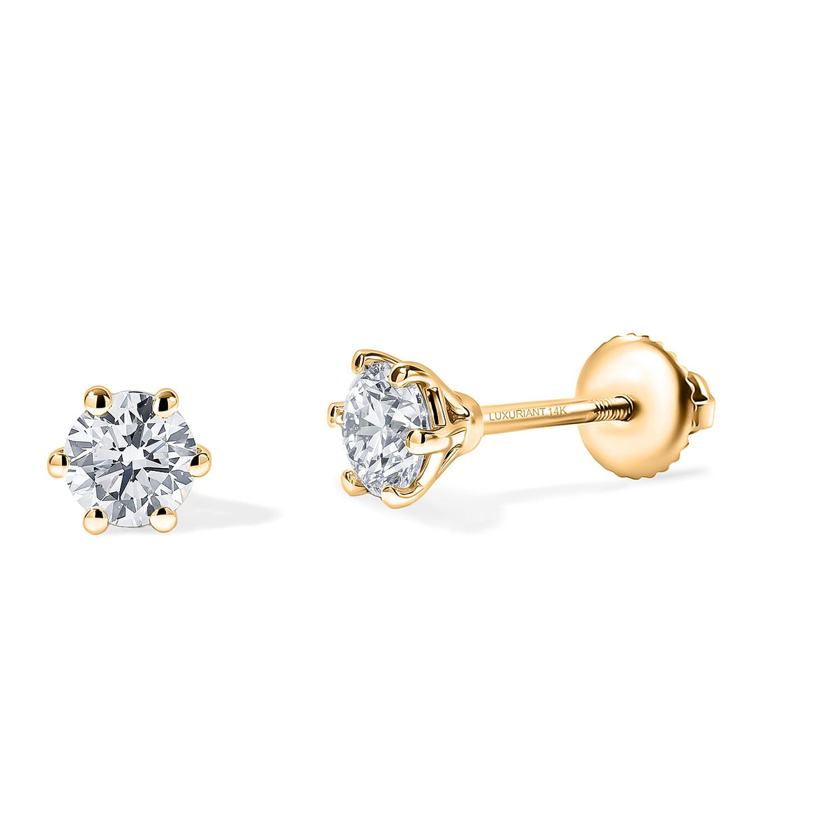 Luxuriant Lab Grown Diamond E-F VS Solitaire Stud Earrings in 18K Vermeil Rose Gold Over Sterling Silver 0.25 ctw