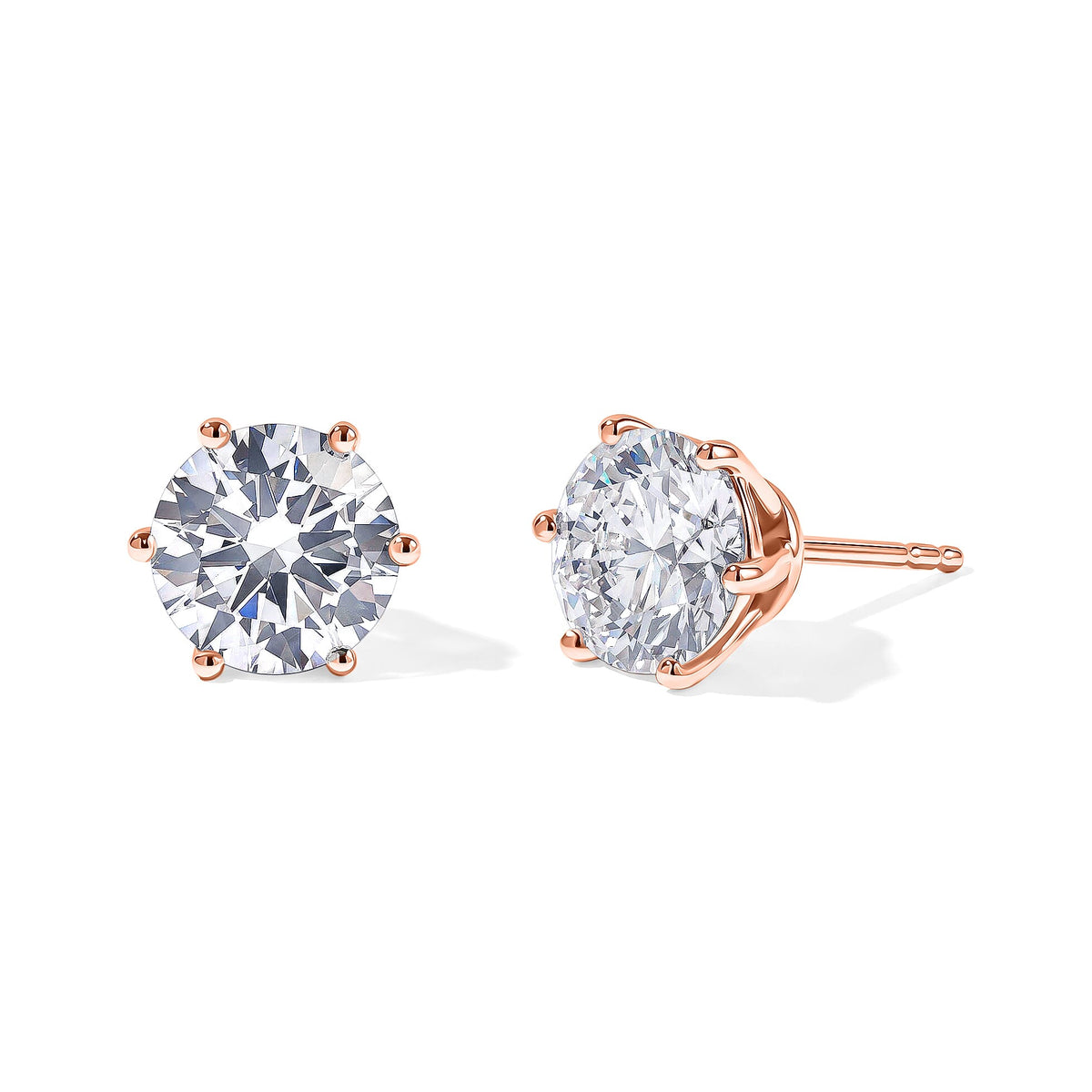 Luxuriant Lab Grown Diamond E-F VS Solitaire Stud Earrings in 18K Vermeil Rose Gold Over Sterling Silver 0.25 ctw