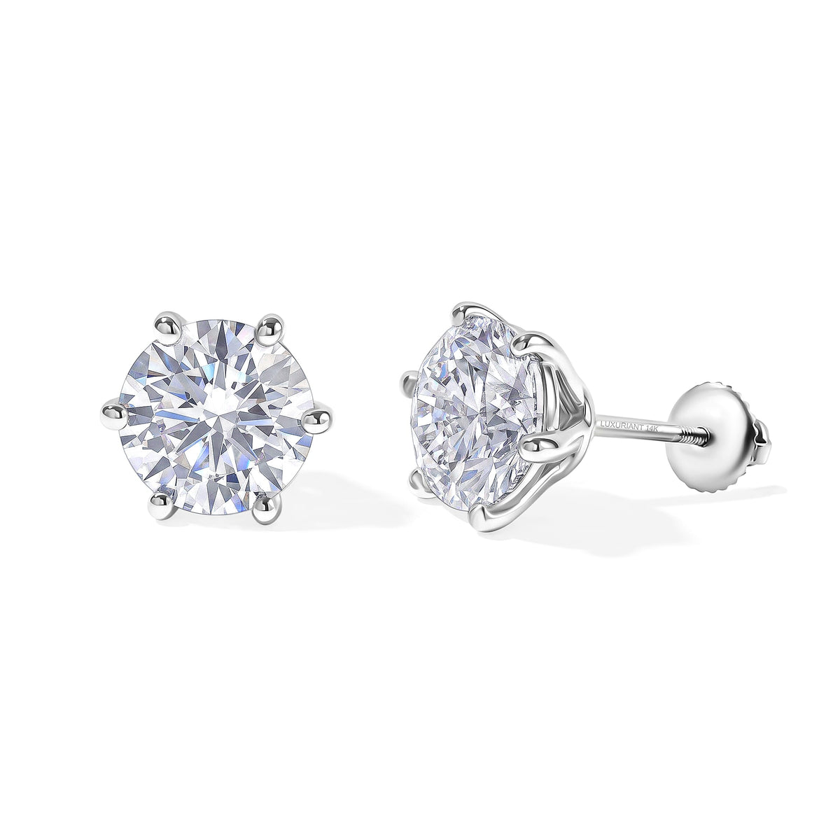 Luxuriant Lab Grown Diamond E-F VS Solitaire Stud Earrings in 18K Vermeil Rose Gold Over Sterling Silver 0.25 ctw