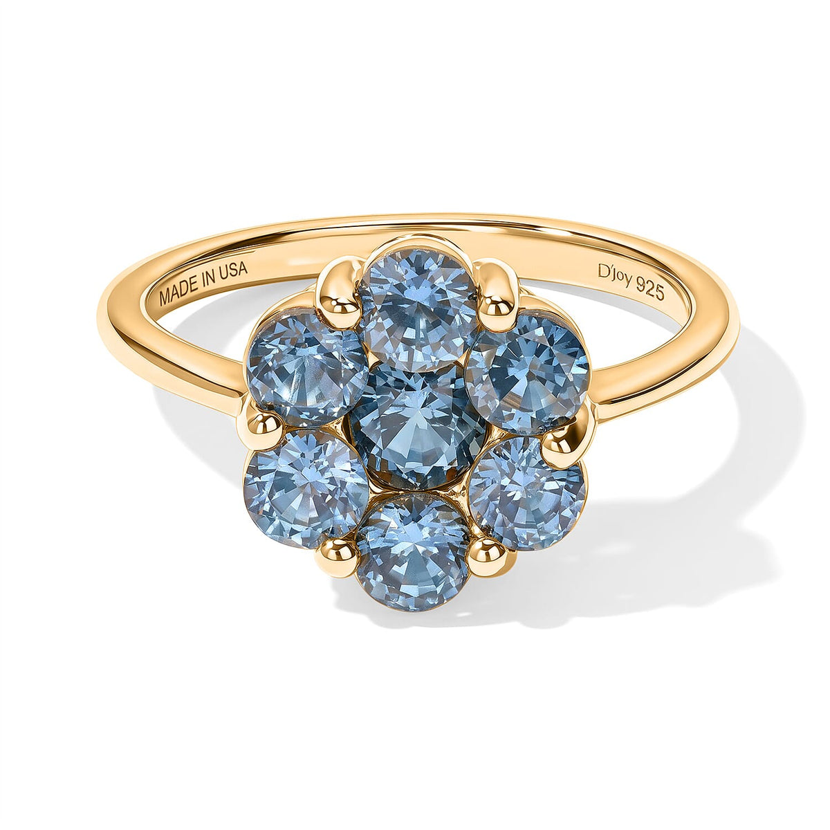D''Joy Premium Montana Sapphire Mountain Bloom Ring in 18K Vermeil YG Over Sterling Silver (Size 10.0) 1.70 ctw