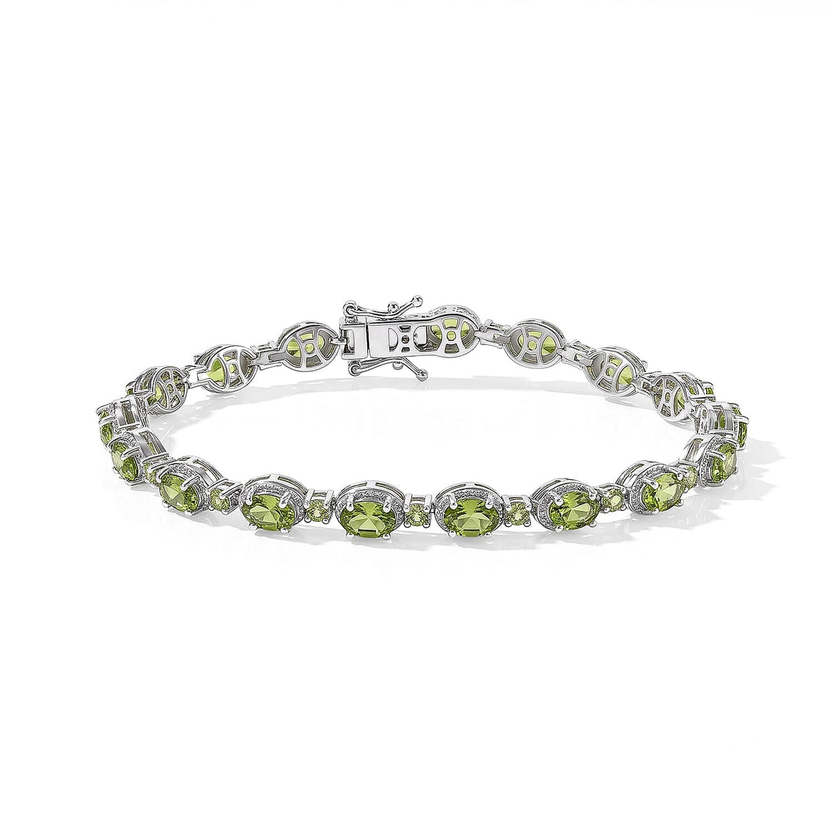 D''Joy Premium Hebei Peridot 9.75 ctw Bracelet in Rhodium Over Sterling Silver (7.25 In)