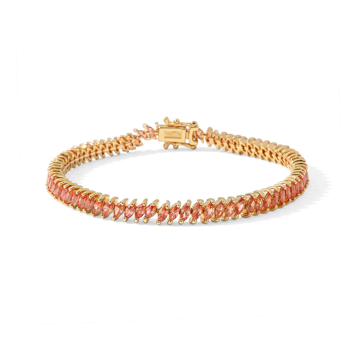 D''Joy Premium Padparadscha Sapphire Bracelet in 18K Vermeil YG Over Sterling Silver (6.50 In) 6.80 ctw