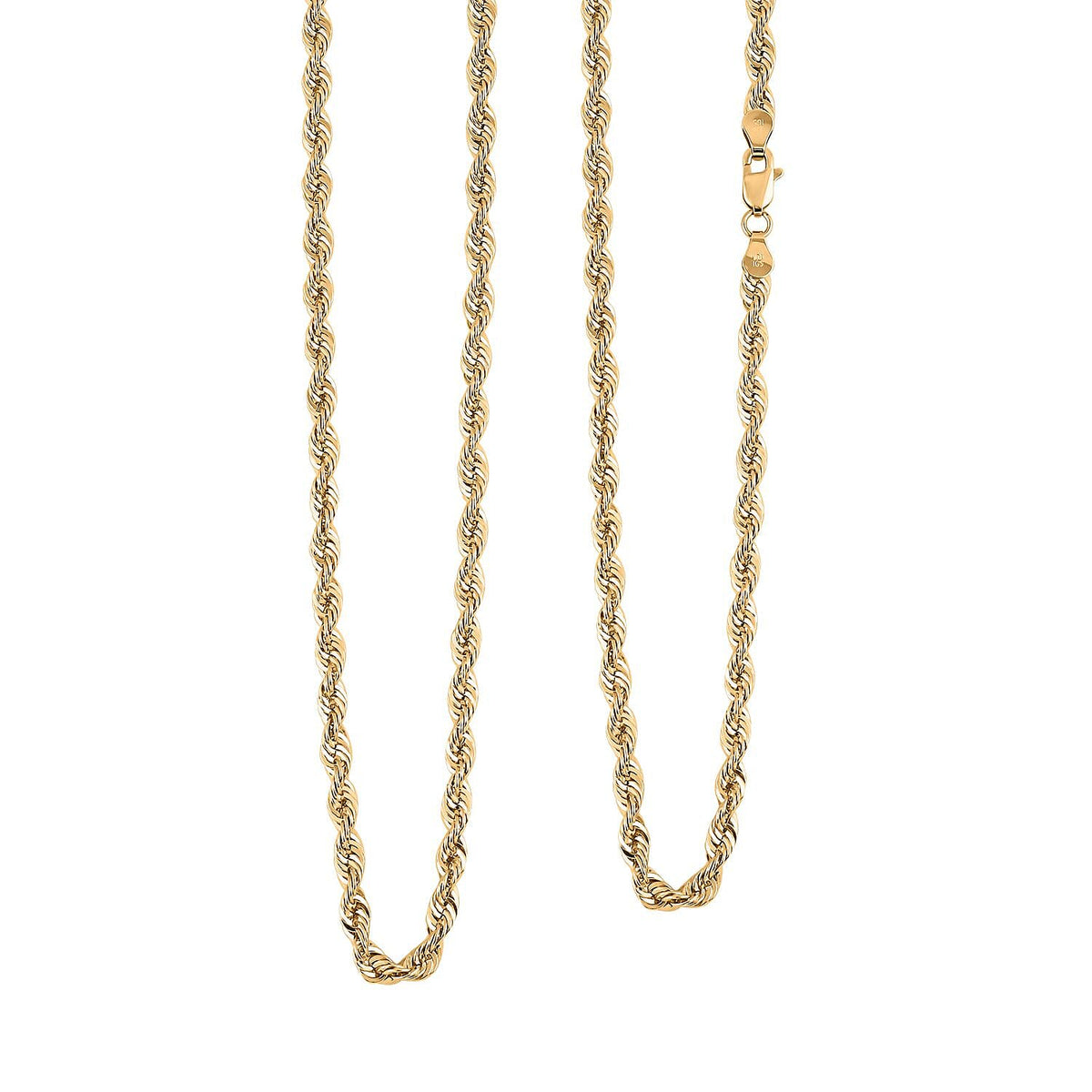 10K Yellow Gold 3.8mm Rope Chain Necklace (24 Inches) (7.8 g)