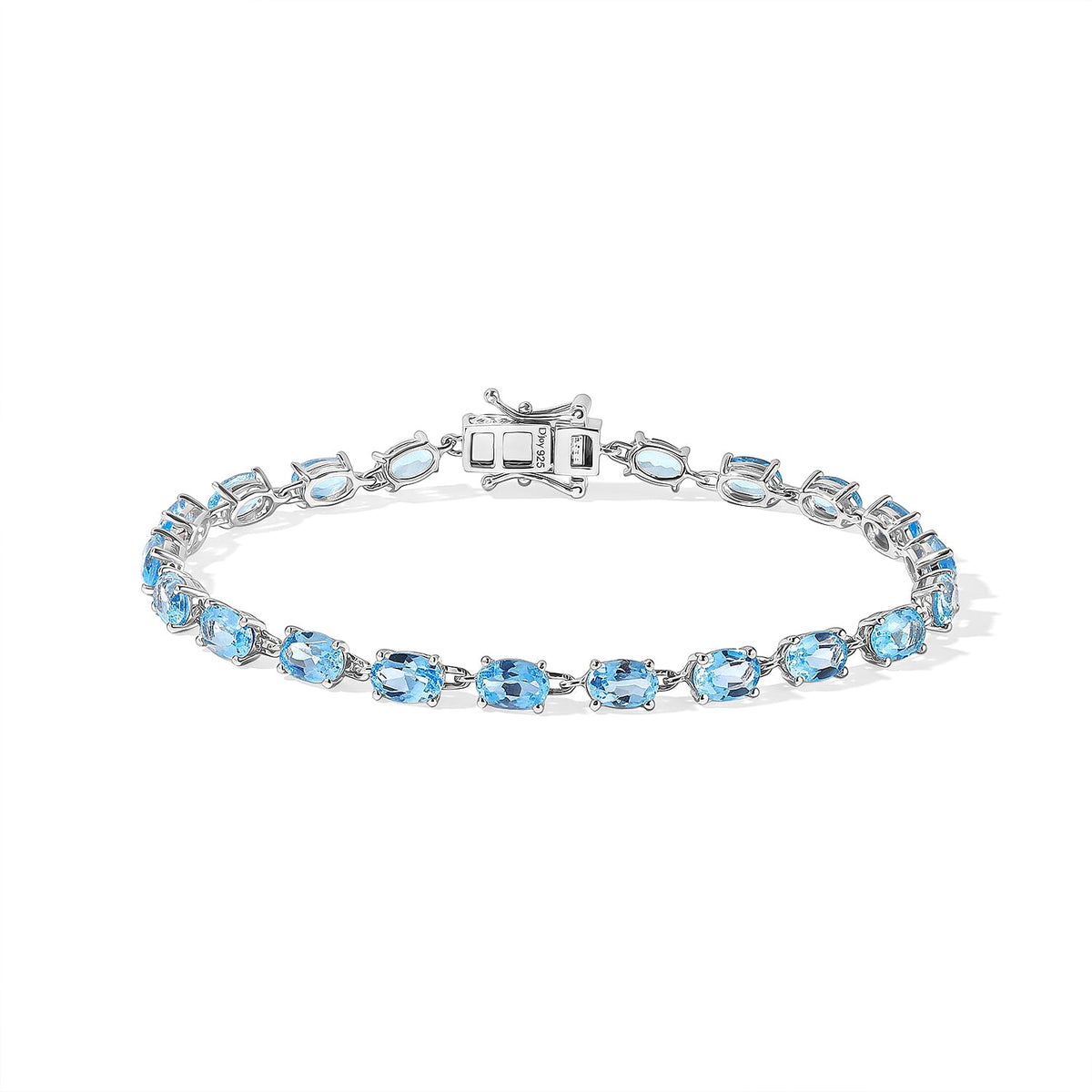D'Joy Premium Swiss Blue Topaz Ocean Glow Bracelet in 18K Vermeil YG Over Sterling Silver (8.00 Inch) 12.70 ctw