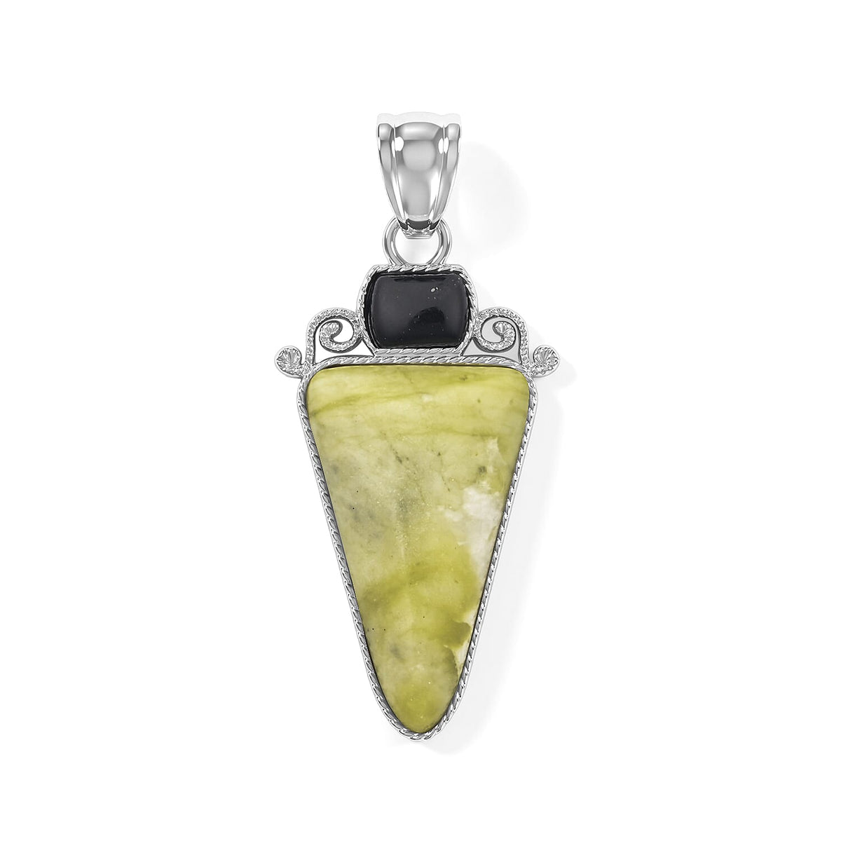 Arrowhead Aquamarine Soutwest and Jade 30.00 ctw Pendant Without Chain in Stainless Steel (Center Stone Varies)