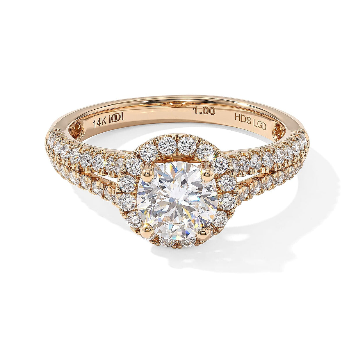 Luxuriant Lab Grown Diamond 1.50 ctw Halo Ring in 14K Yellow Gold (Size 10.0)