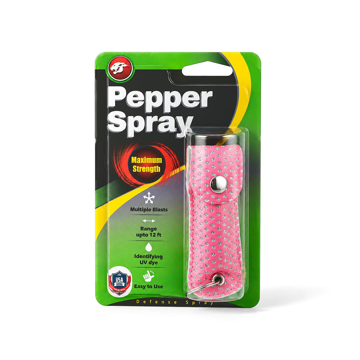 Purple Pepper Spray with Faux Leather Holder and Key Ring