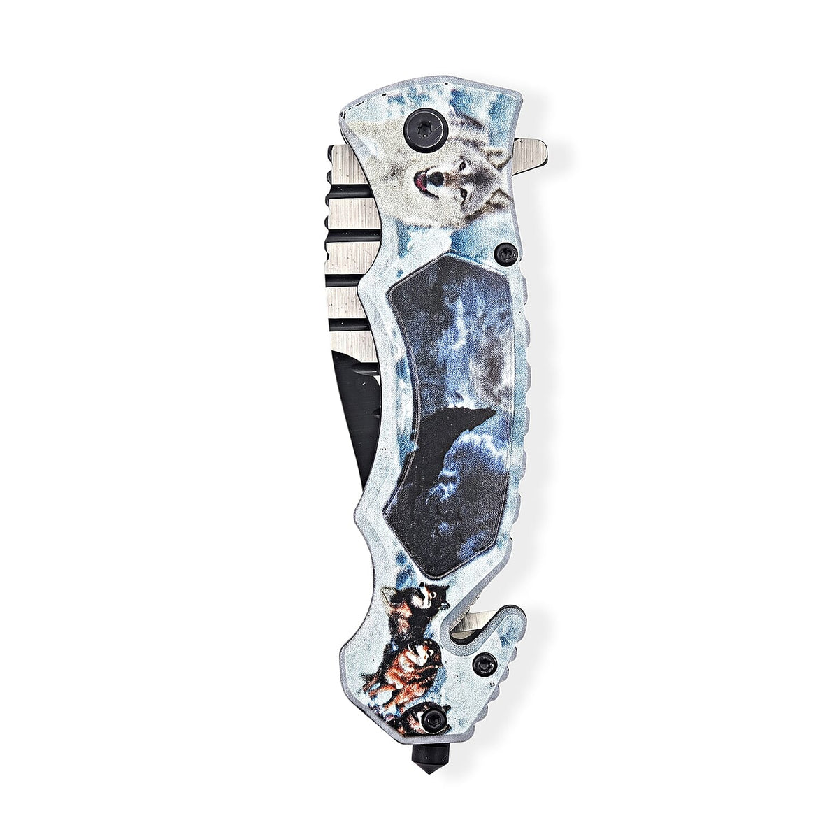Wolf Pattern Folding Knife