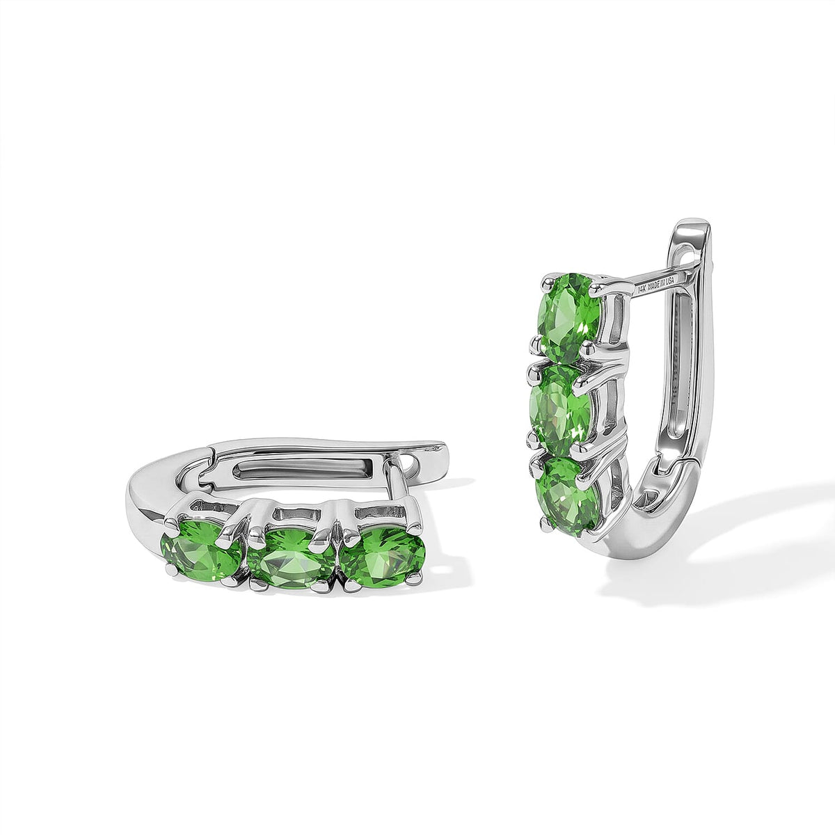 D''joy Tsavorite Garnet Earring in Rhodium OverSterling Silver 1.11 ctw