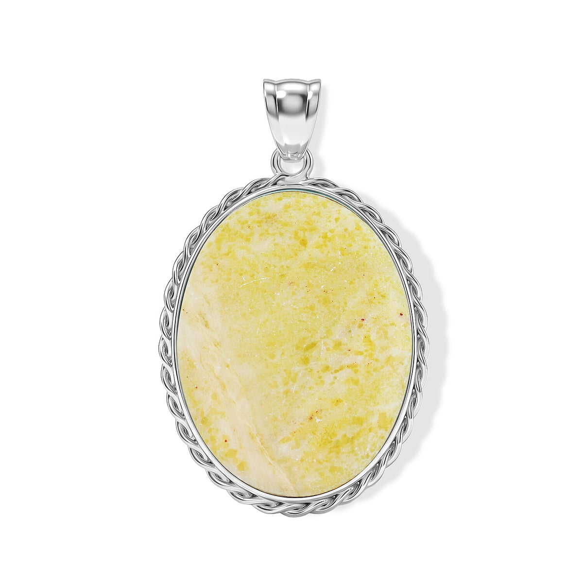Purple Quartz Pendant Pure White Brass 61.00 ctw