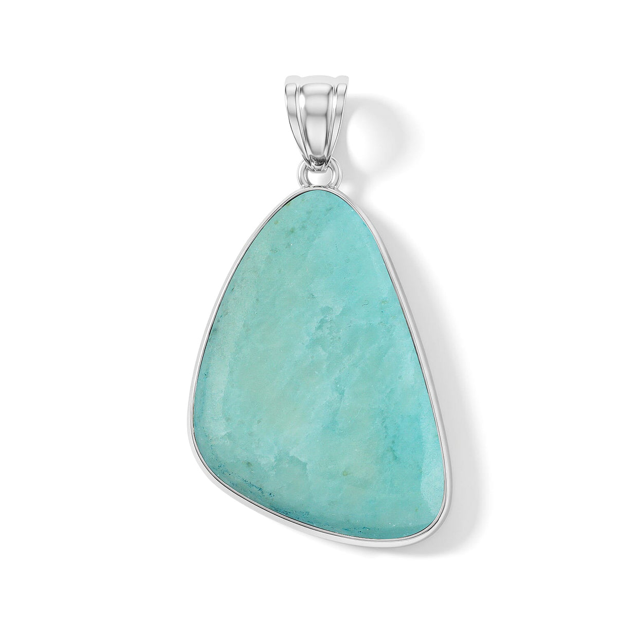 Aquamarine 75.00 ctw Freeform Pendant without Chain in Stainless Steel