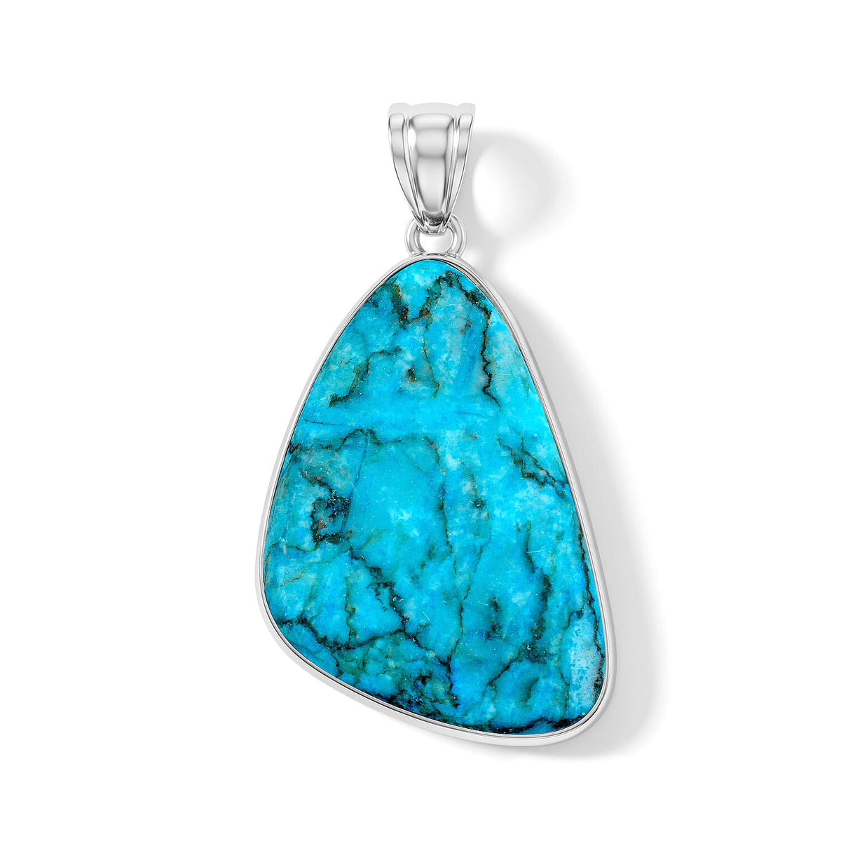 Aquamarine 75.00 ctw Freeform Pendant without Chain in Stainless Steel