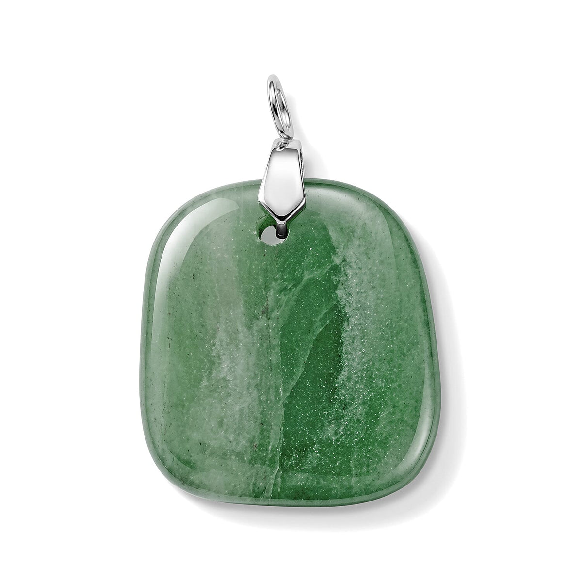 Green Aventurine 66.50 ctw Freeform Pendant without Chain in Stainless Steel