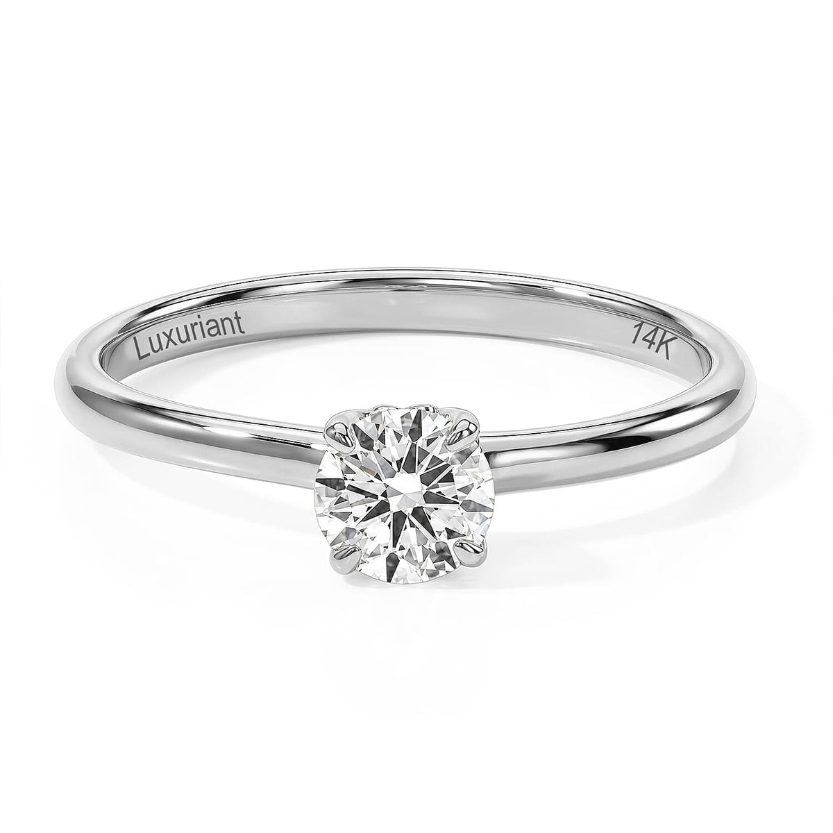 14K Yellow Gold Luxuriant Lab Grown Diamond (E-F, VS) Solitaire Featherlight Comfort Band Ring 0.50 ctw (Size 10.00)