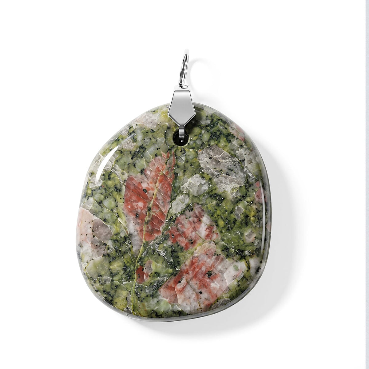 Green Aventurine 66.50 ctw Freeform Pendant without Chain in Stainless Steel
