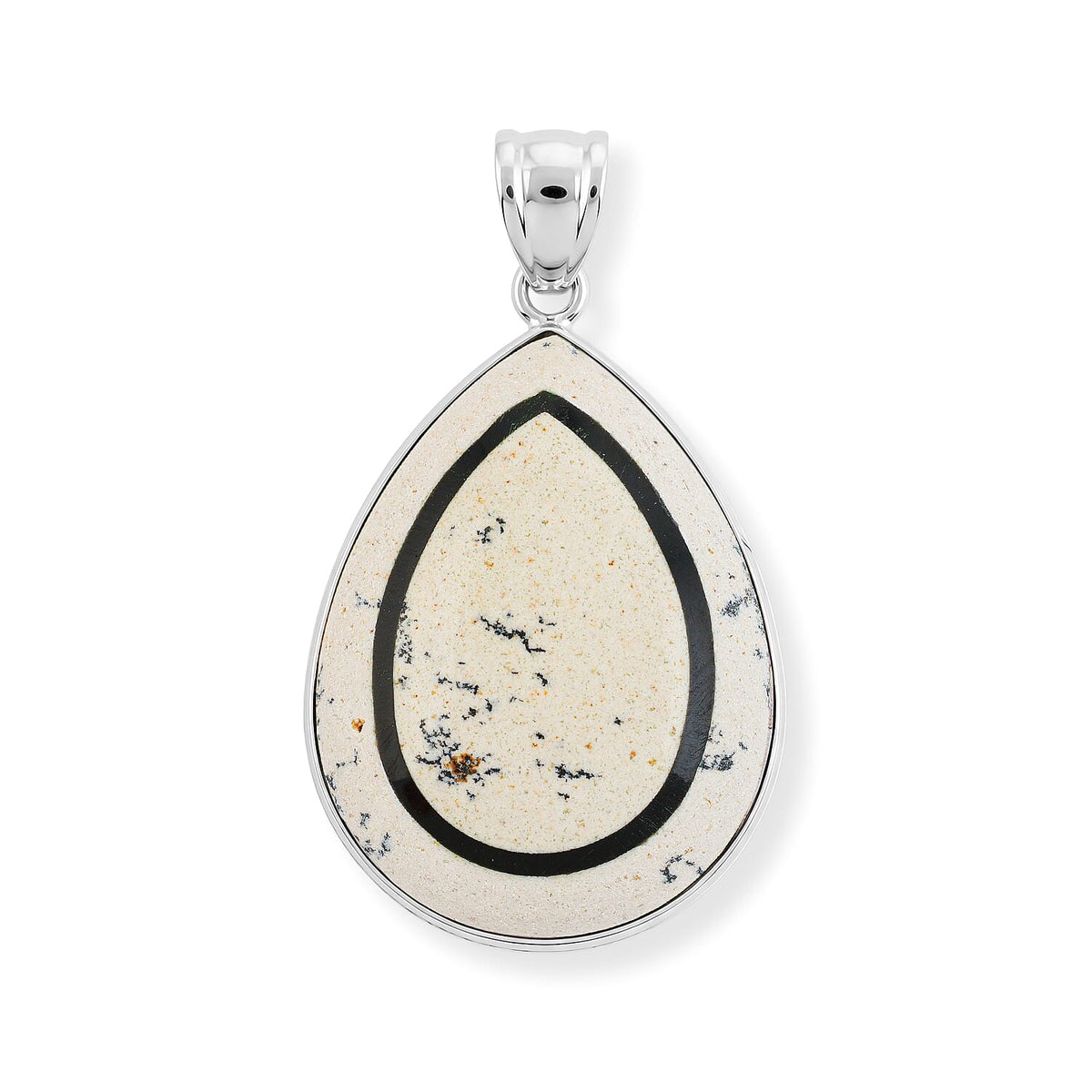 Crazy Lace Agate and Black Agate 55.00 ctw Pear Pendant without Chain in Stainless Steel