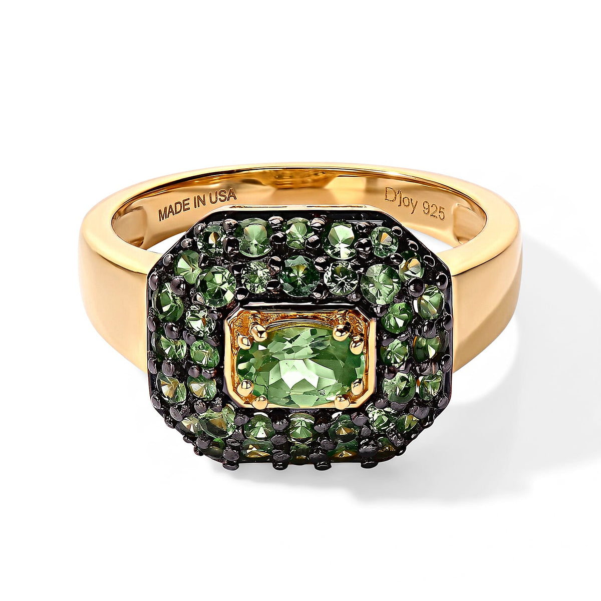 D''Joy Premium Tsavorite Garnet Ring in 18K Vermeil YG Over Sterling Silver (Size 10.0) 1.35 ctw