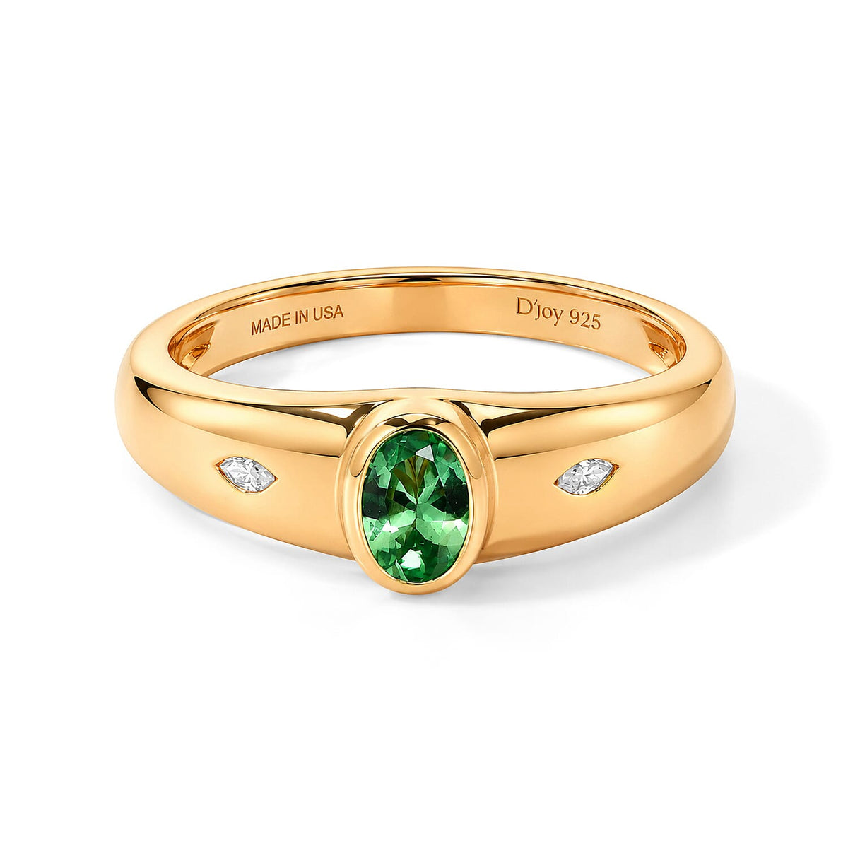 D''Joy Premium Tsavorite Garnet, Moissanite Men''s Ring in 18K Vermeil YG Over Sterling Silver (Size 10.0) 0.60 ctw