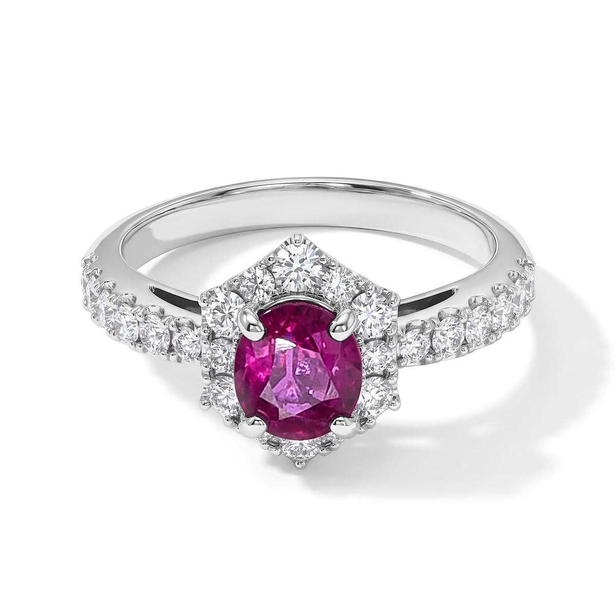 900 White Platinum AAAA Ruby and White Diamond (SI) Ring (Size 6.0) (5.20 g) 1.70 ctw