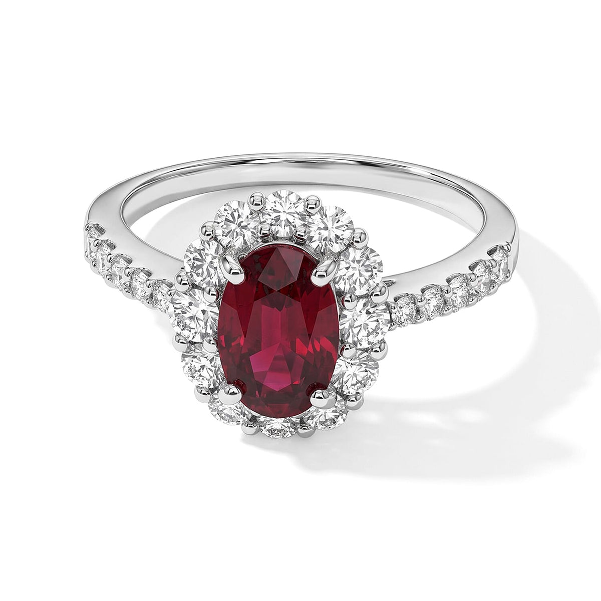 900 Platinum AAAA Ruby, White Diamond (SI) Ring (Size 6.5) (5.10 g) 2.00 ctw