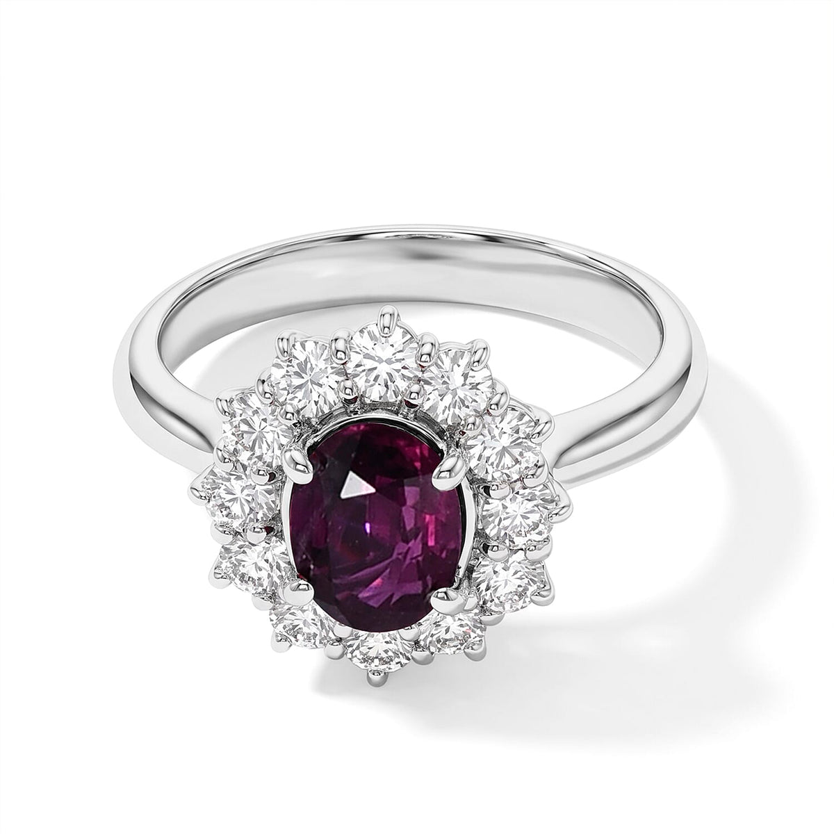 900 Platinum AAAA Ruby, White Diamond (SI) Ring (Size 5.0) (5.40 g) 1.70 ctw