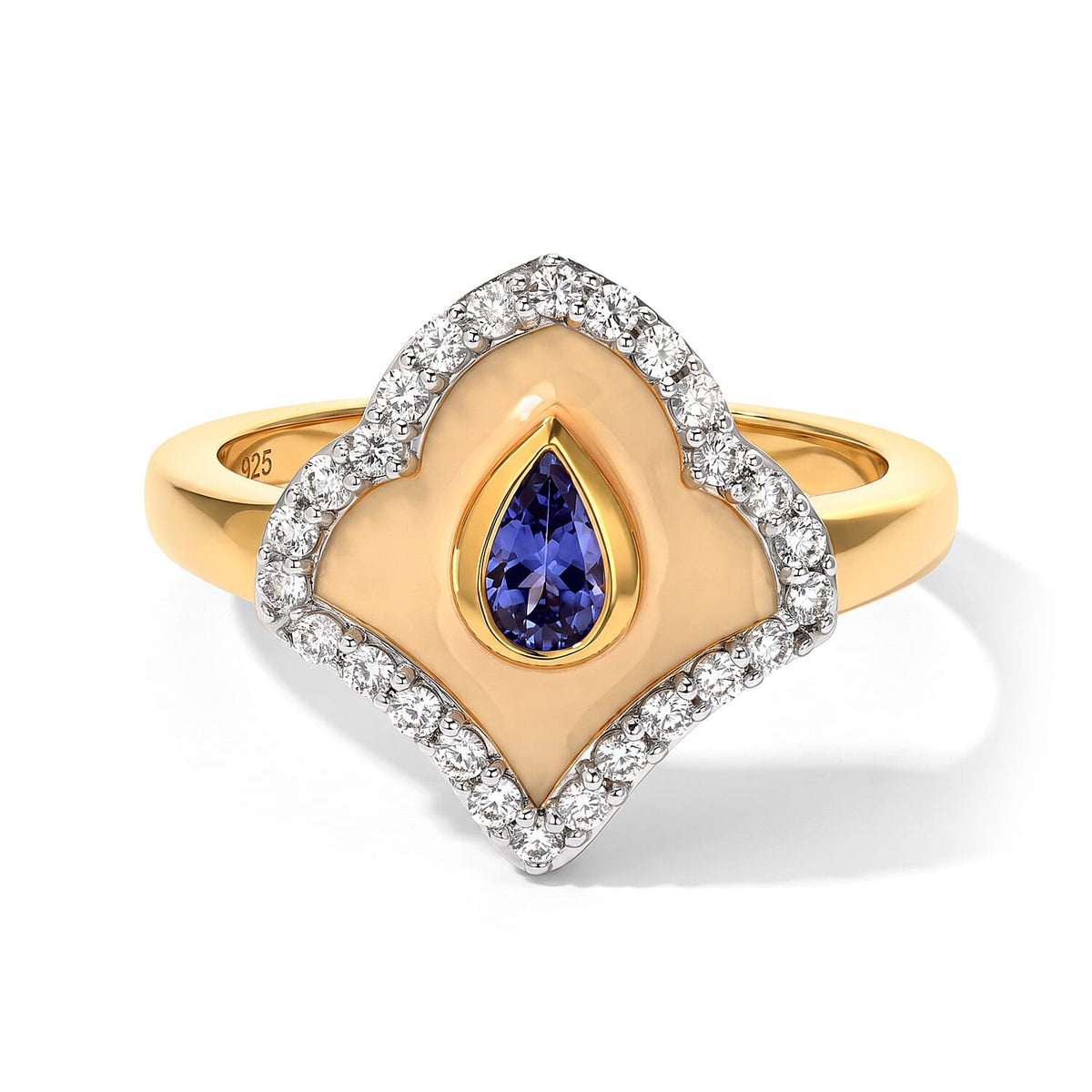 Rachel Roy Tanzanite and White Zircon 1.00 ctw Ring in 18K Vermeil Yellow Gold Over Sterling Silver (Size 9.0)