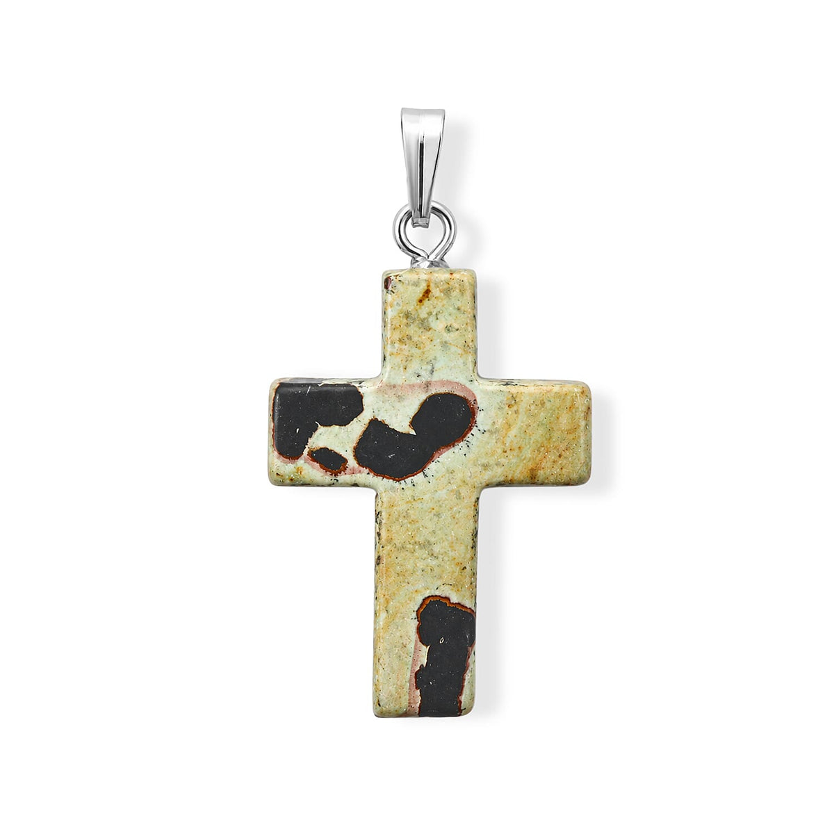 Agate 8.50 ctw Cross Pendant without Chain in Silvertone