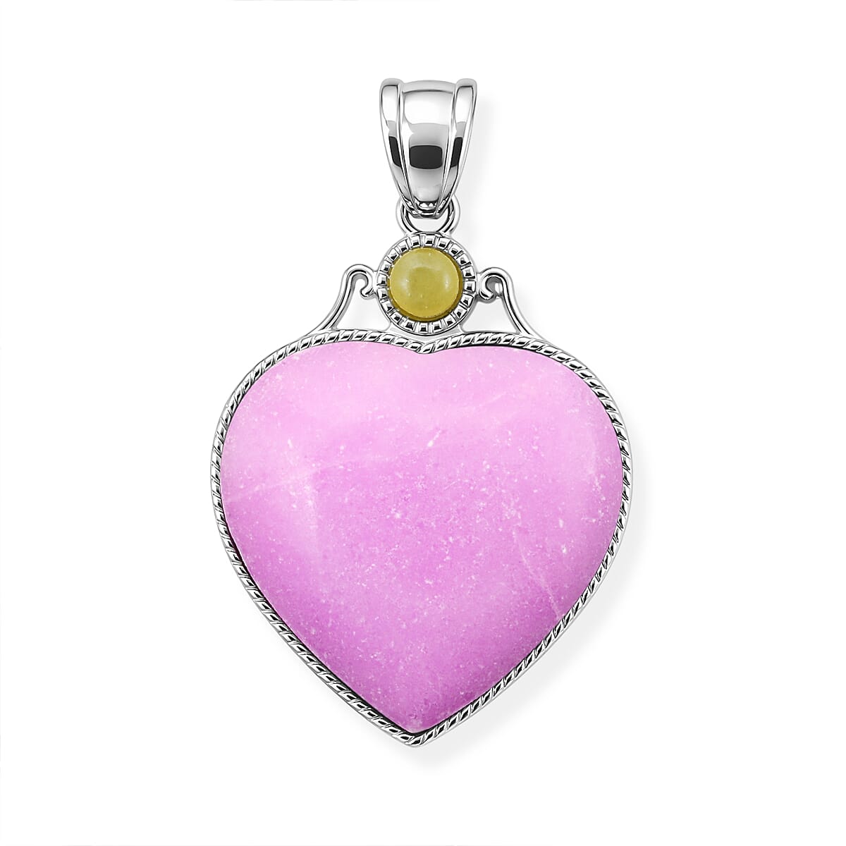 Amazonite and Multi Gemstone 34.00 ctw Love Heart Pendant without Chain in Silvertone