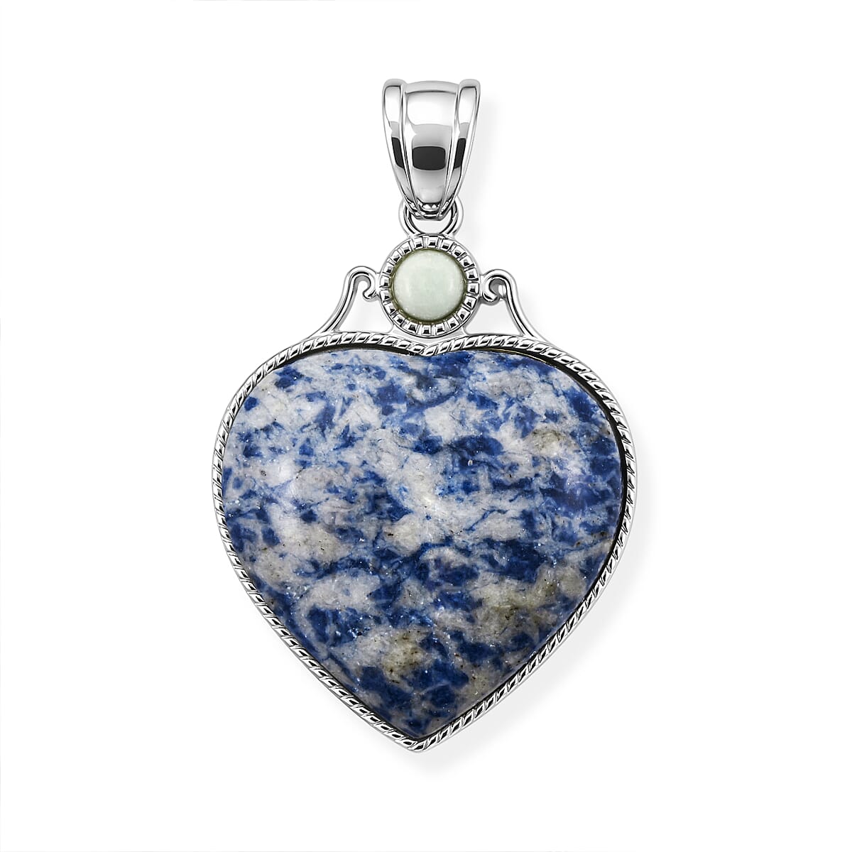 Amazonite and Multi Gemstone 34.00 ctw Love Heart Pendant without Chain in Silvertone