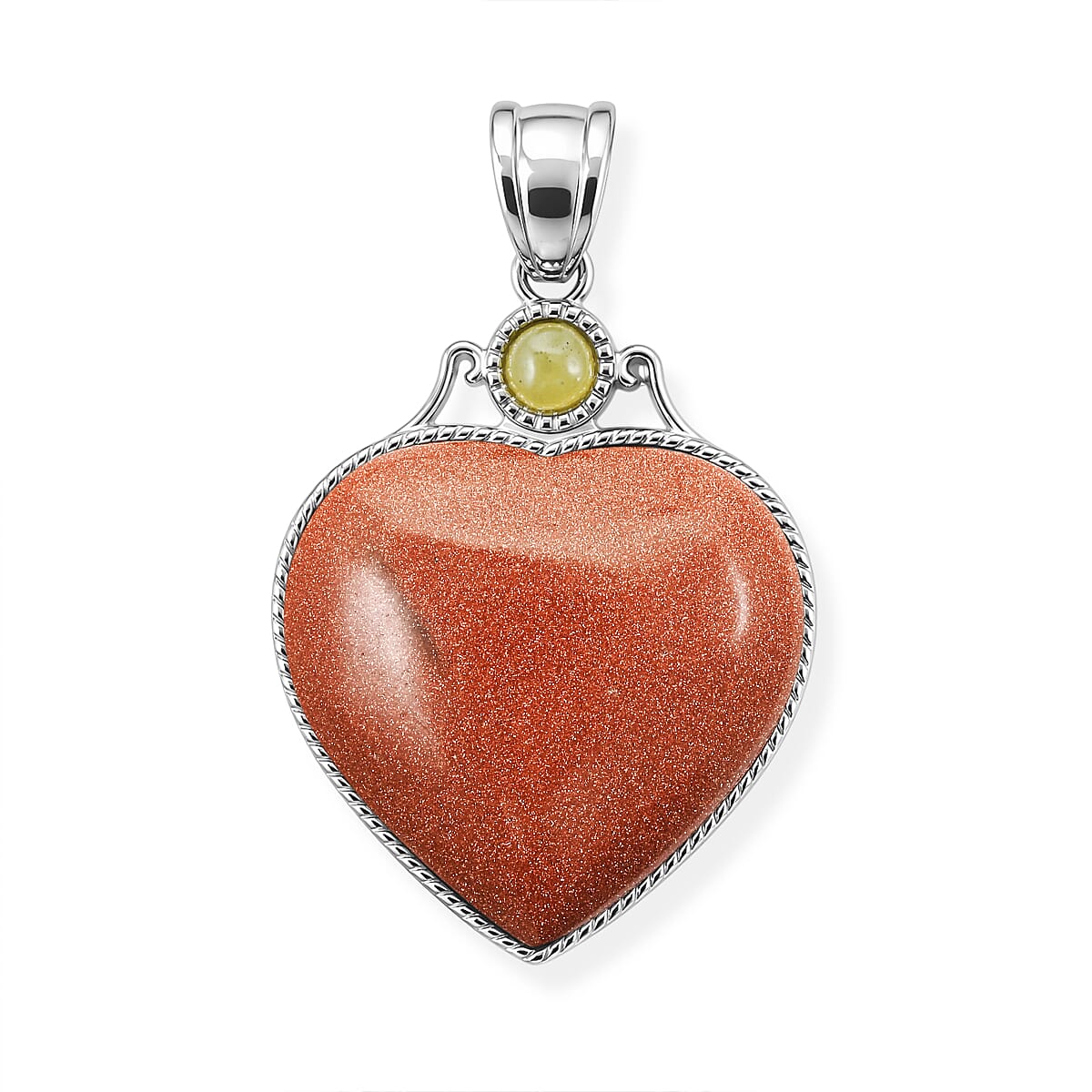 Amazonite and Multi Gemstone 34.00 ctw Love Heart Pendant without Chain in Silvertone
