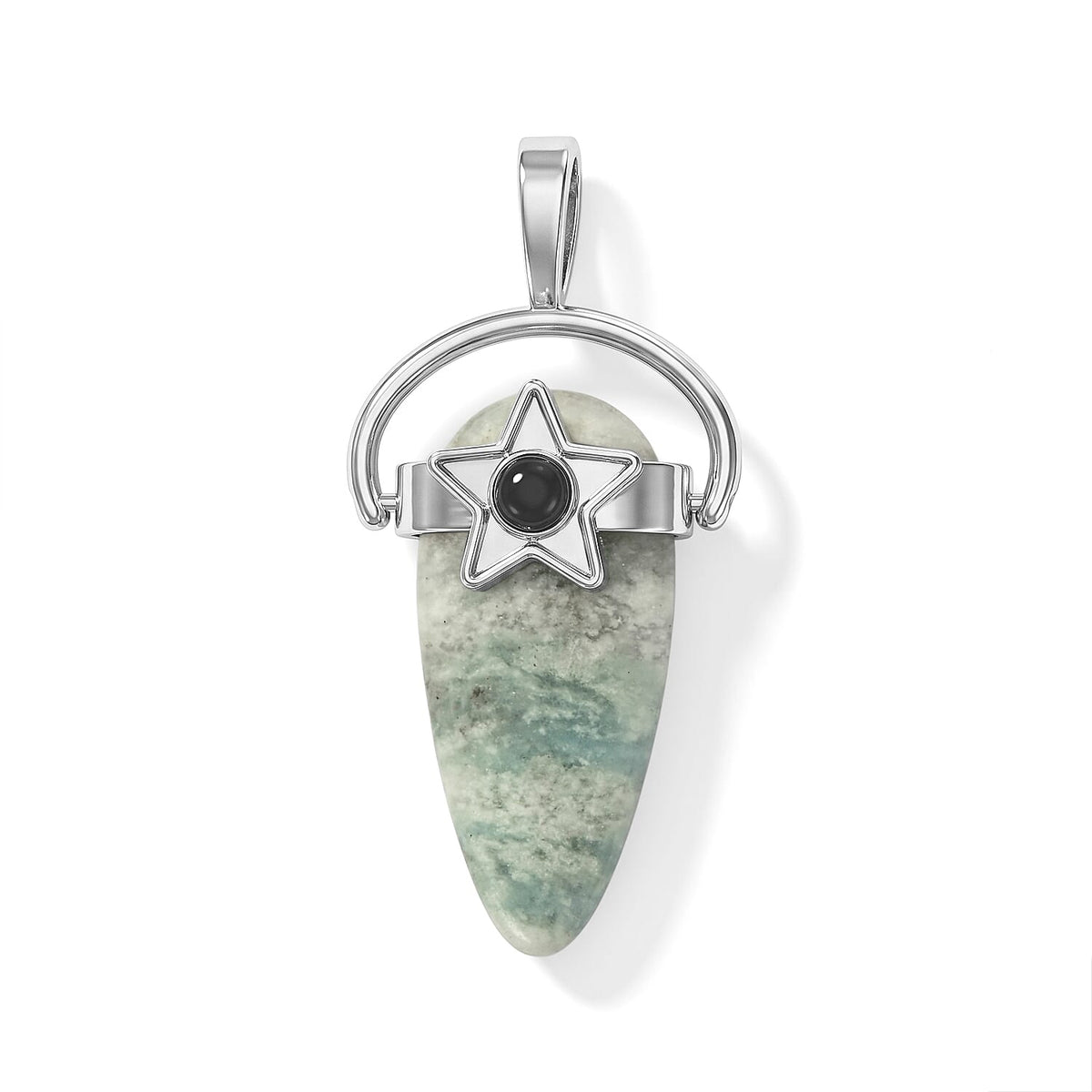 Dyed Amazonite and Black Agate 15.00 ctw Pendant without Chain in Silvertone