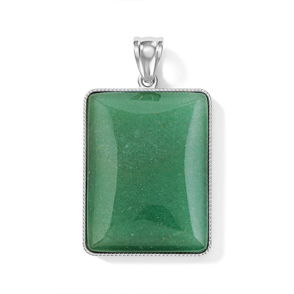 Amazonite 95.00 ctw Rectangle Pendant without Chain in Silvertone