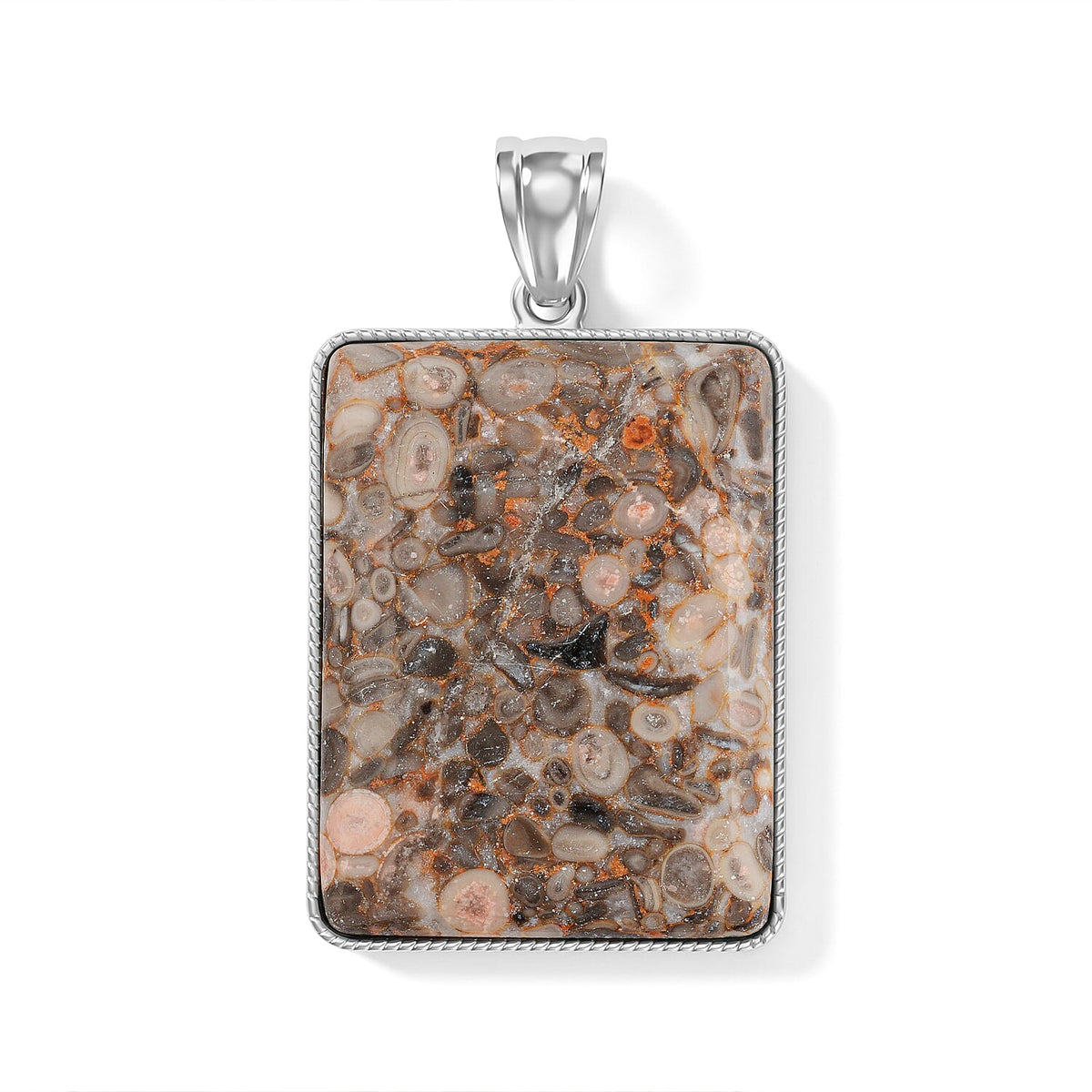 Amazonite 95.00 ctw Rectangle Pendant without Chain in Silvertone