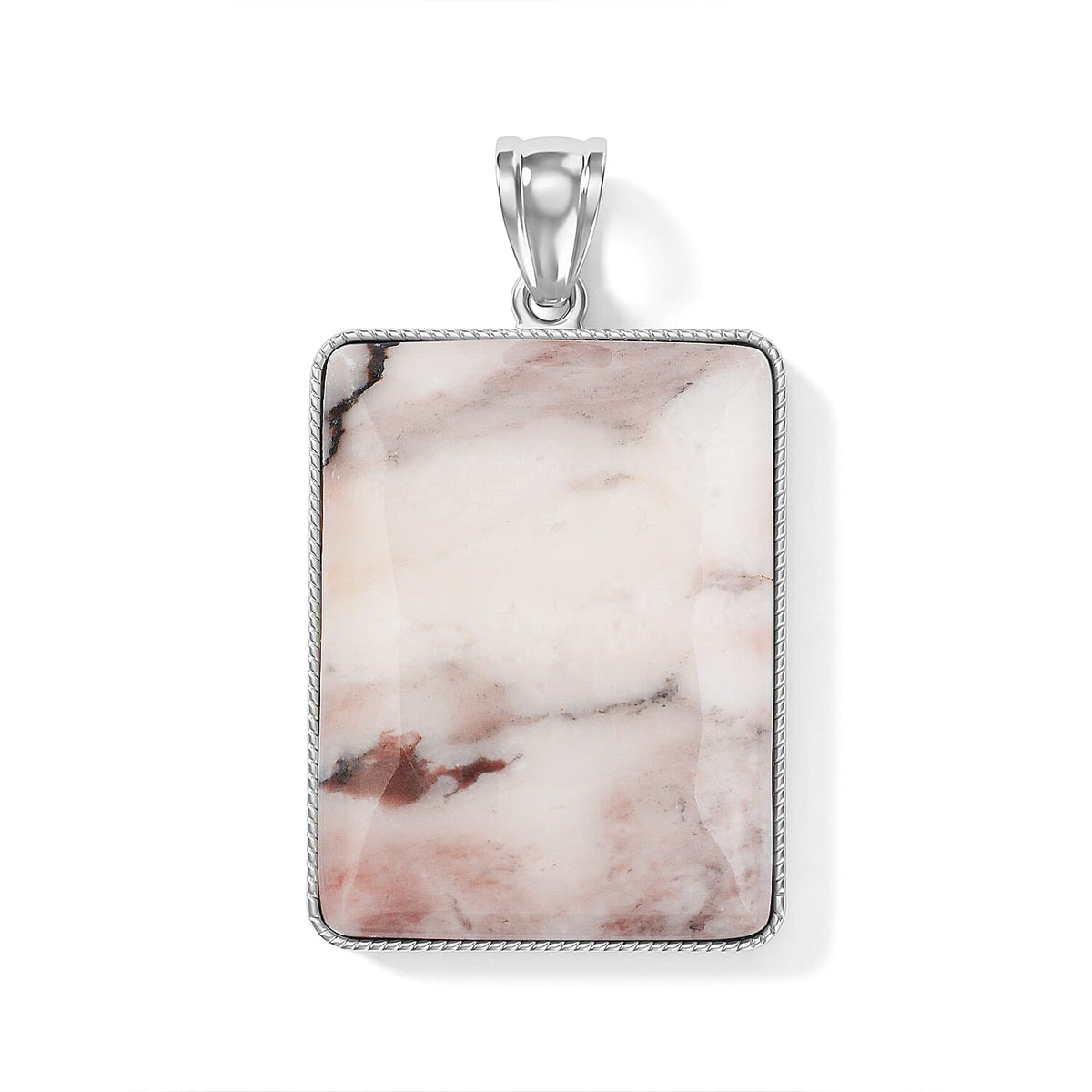 Amazonite 95.00 ctw Rectangle Pendant without Chain in Silvertone