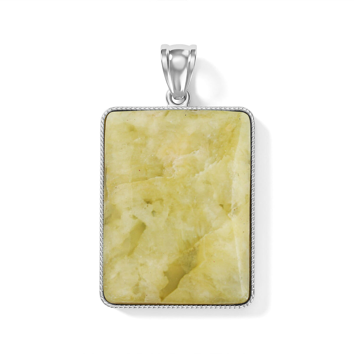 Amazonite 95.00 ctw Rectangle Pendant without Chain in Silvertone