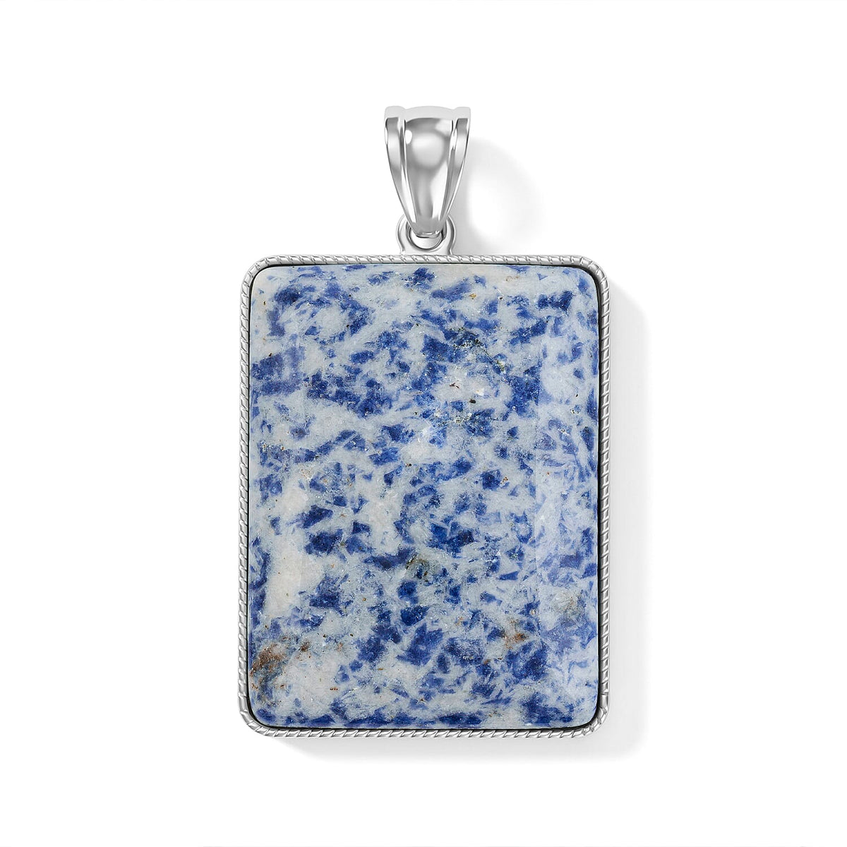 Amazonite 95.00 ctw Rectangle Pendant without Chain in Silvertone