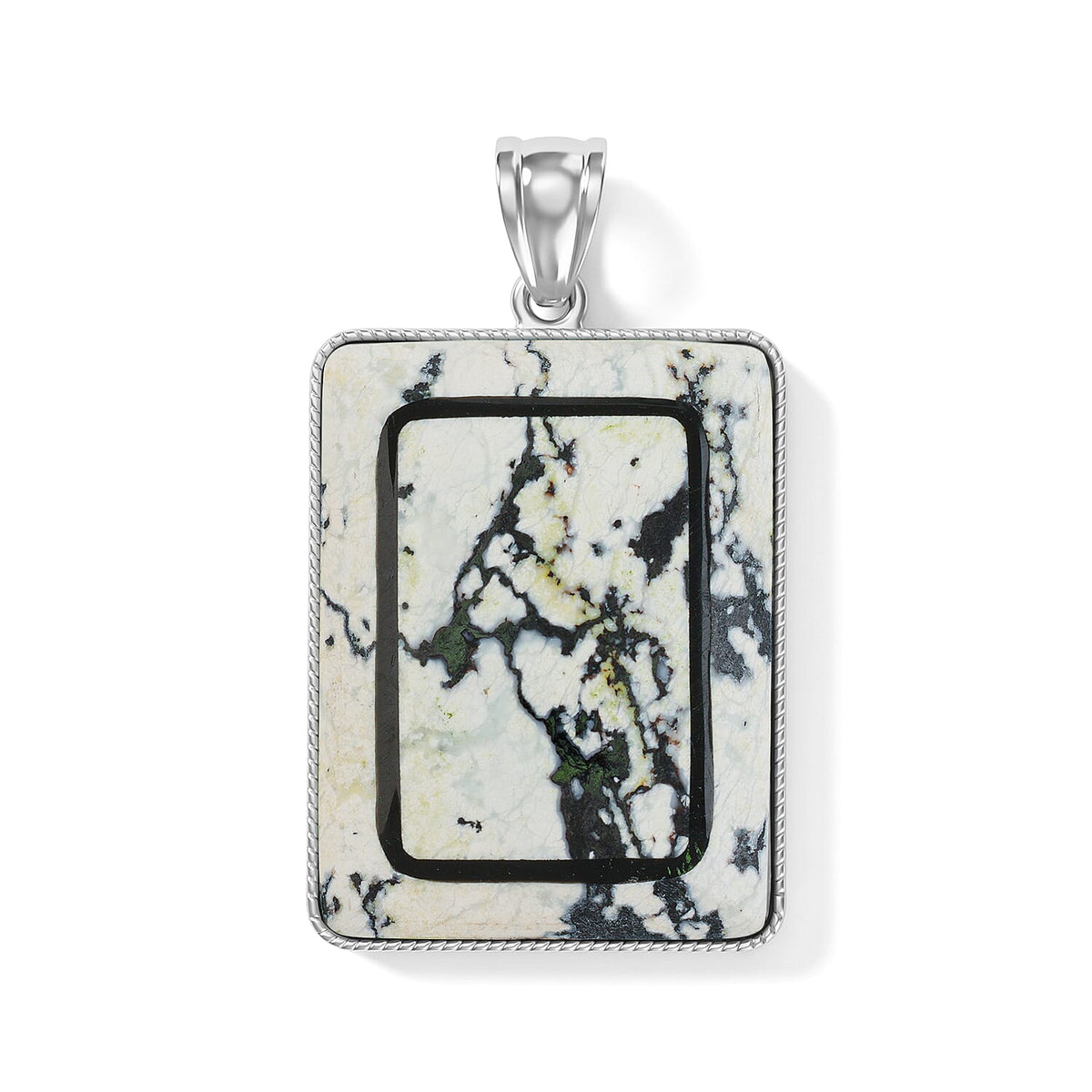 Crazy Lace Agate 95.00 ctw Rectangle Pendant without Chain in Silvertone