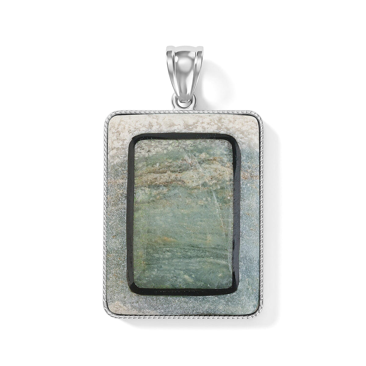 Crazy Lace Agate 95.00 ctw Rectangle Pendant without Chain in Silvertone
