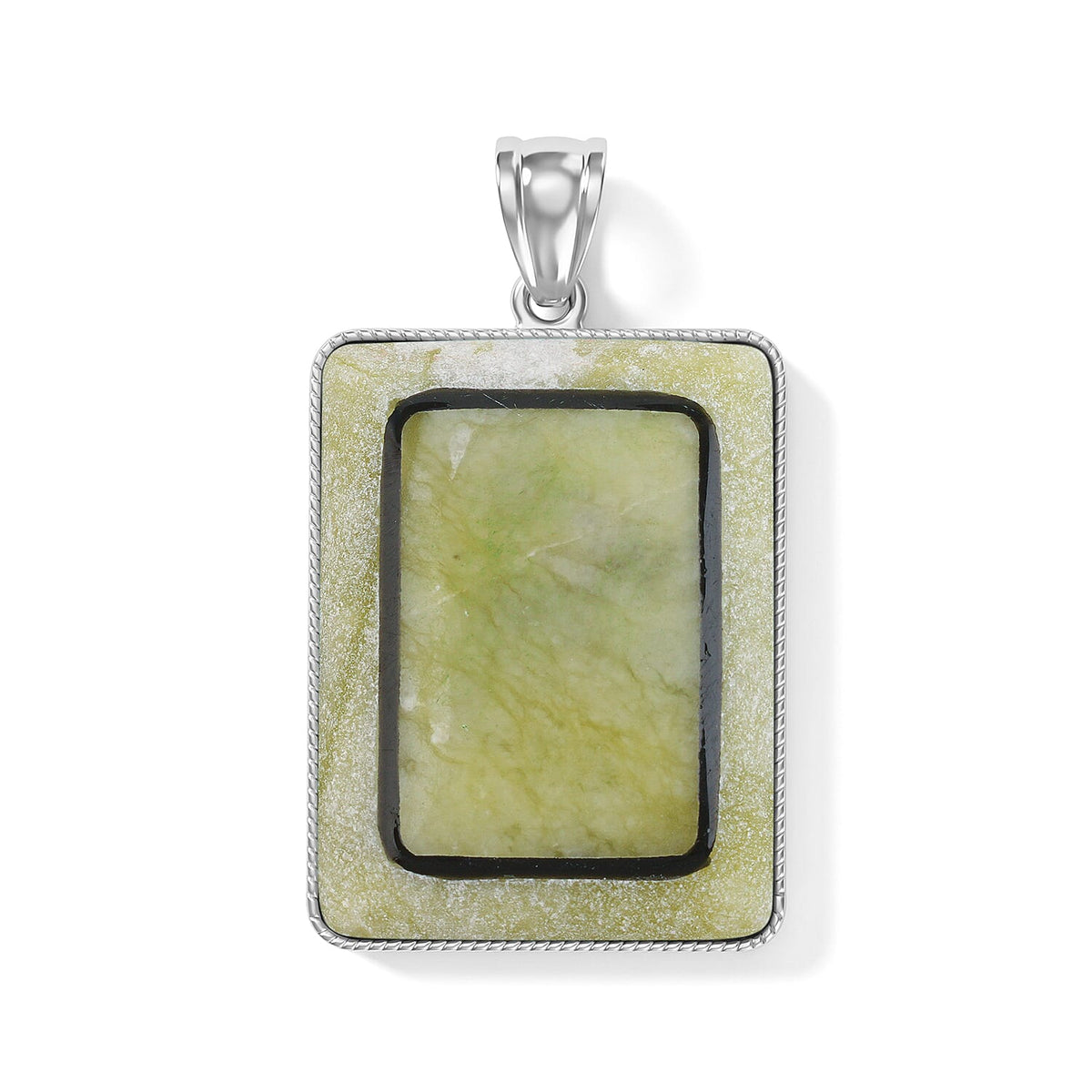 Crazy Lace Agate 95.00 ctw Rectangle Pendant without Chain in Silvertone