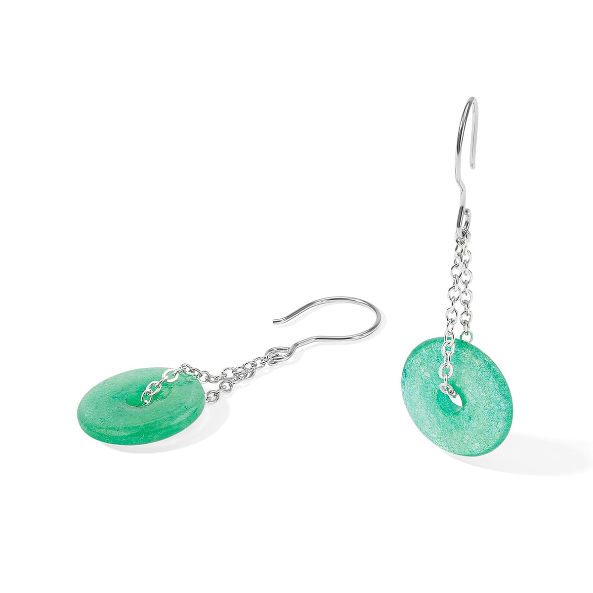 Black Feldspar 10.00 ctw Donut Drop Earrings in Silvertone