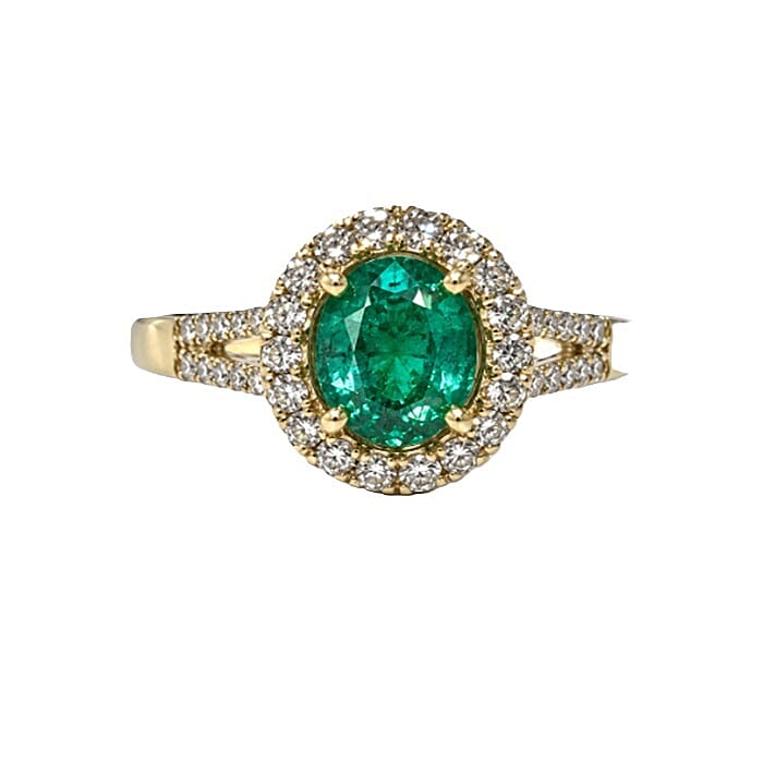 18K Yellow Gold AAA Zambian Emerald, Diamond (G-H, SI) Ring (Size 10.0) 2.35 ctw