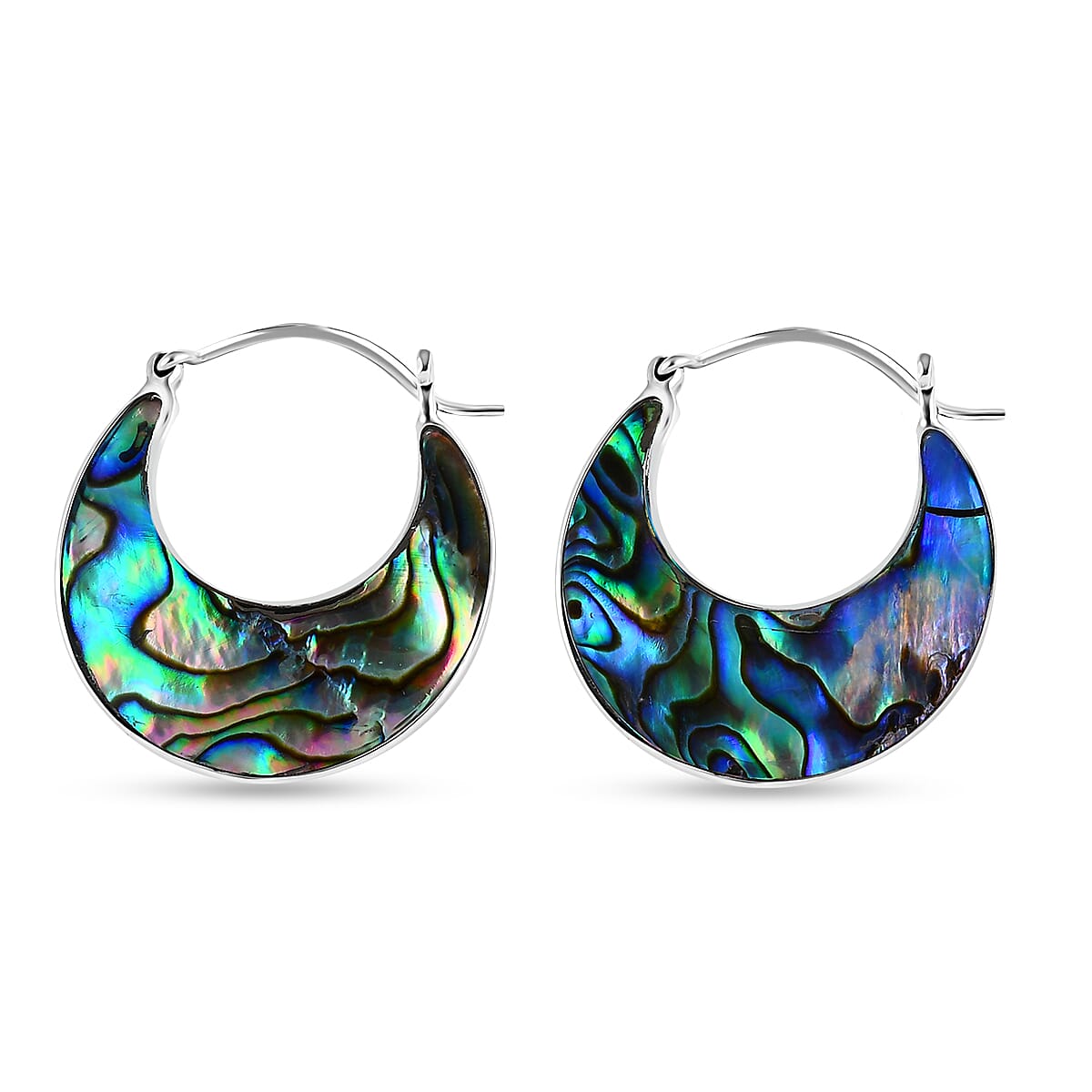 Abalone Shell Hoop Earrings in Sterling Silver