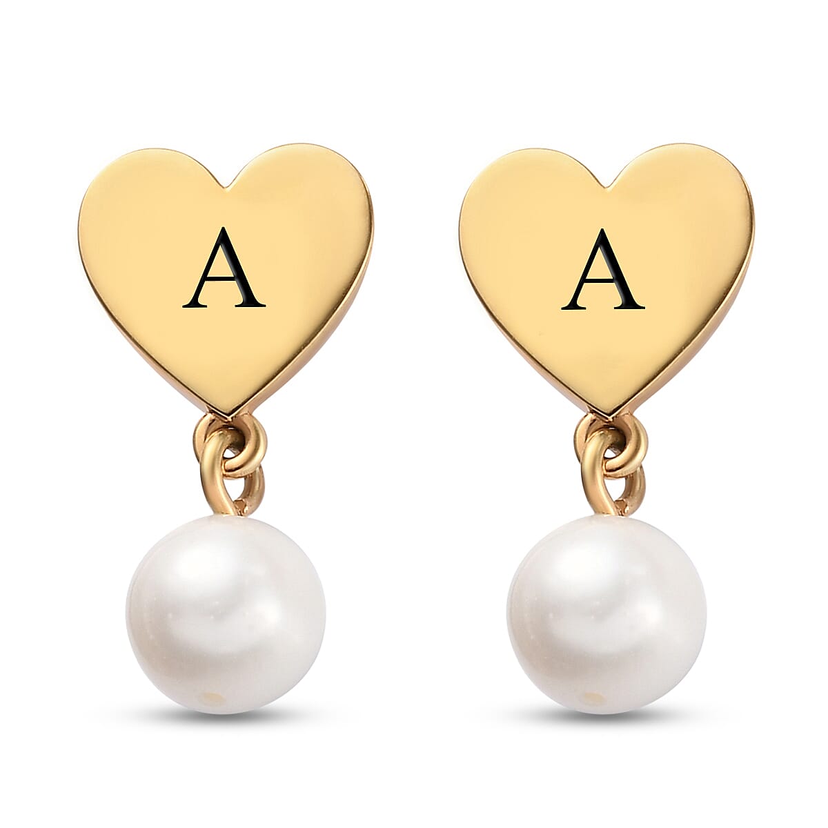 Freshwater White Cultured Pearl Heart Drop Earrings in Platinum Over Sterling Silver