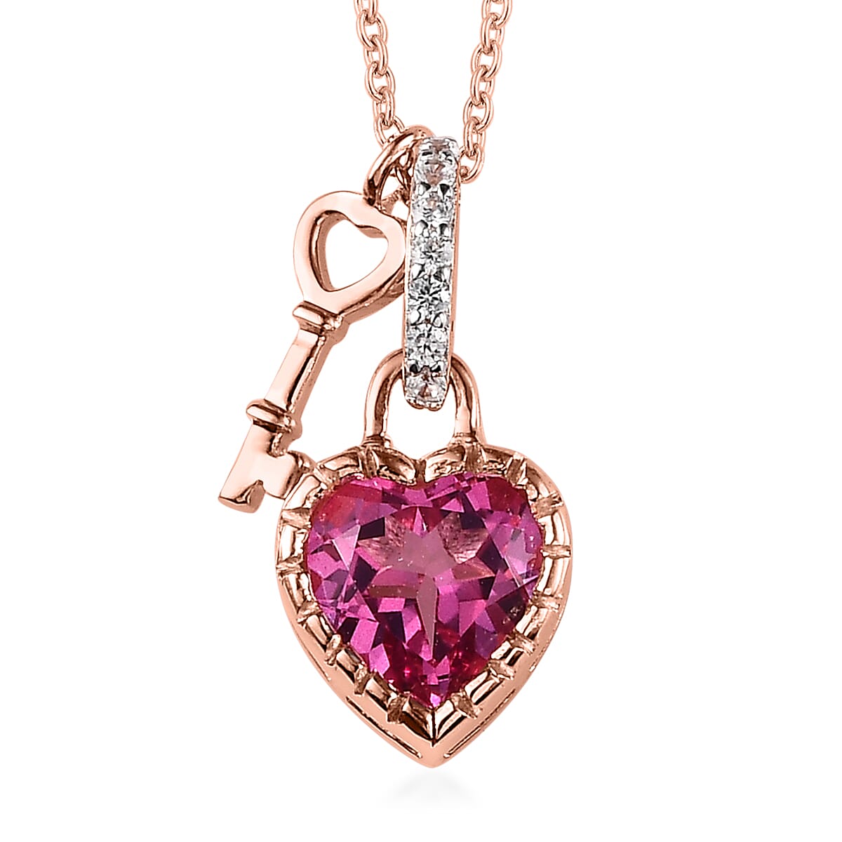 White Topaz, White Zircon Pendant Necklace (20 Inches) in Rhodium Over Sterling Silver 1.40 ctw