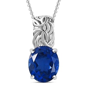 Ceylon Color Quartz Pendant Necklace (20 Inches) in Rhodium Over Sterling Silver 5.00 ctw