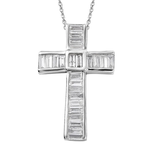 Lab Grown Diamond (VS) Pendant Necklace (20 Inches) in Rhodium Over Sterling Silver 1.60 ctw
