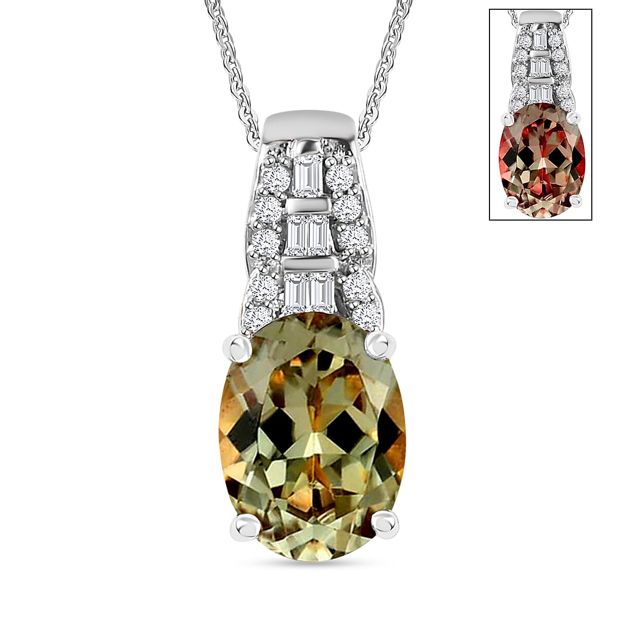 Luxoro AAA Tanzanite and Diamond Pendant Necklace in 14K White Gold 20 Inches 1.48 ctw