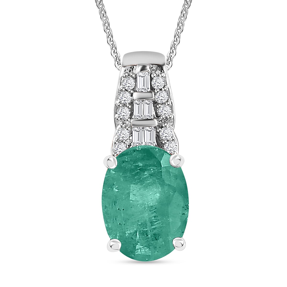 Luxoro AAA Tanzanite and Diamond Pendant Necklace in 14K White Gold 20 Inches 1.48 ctw
