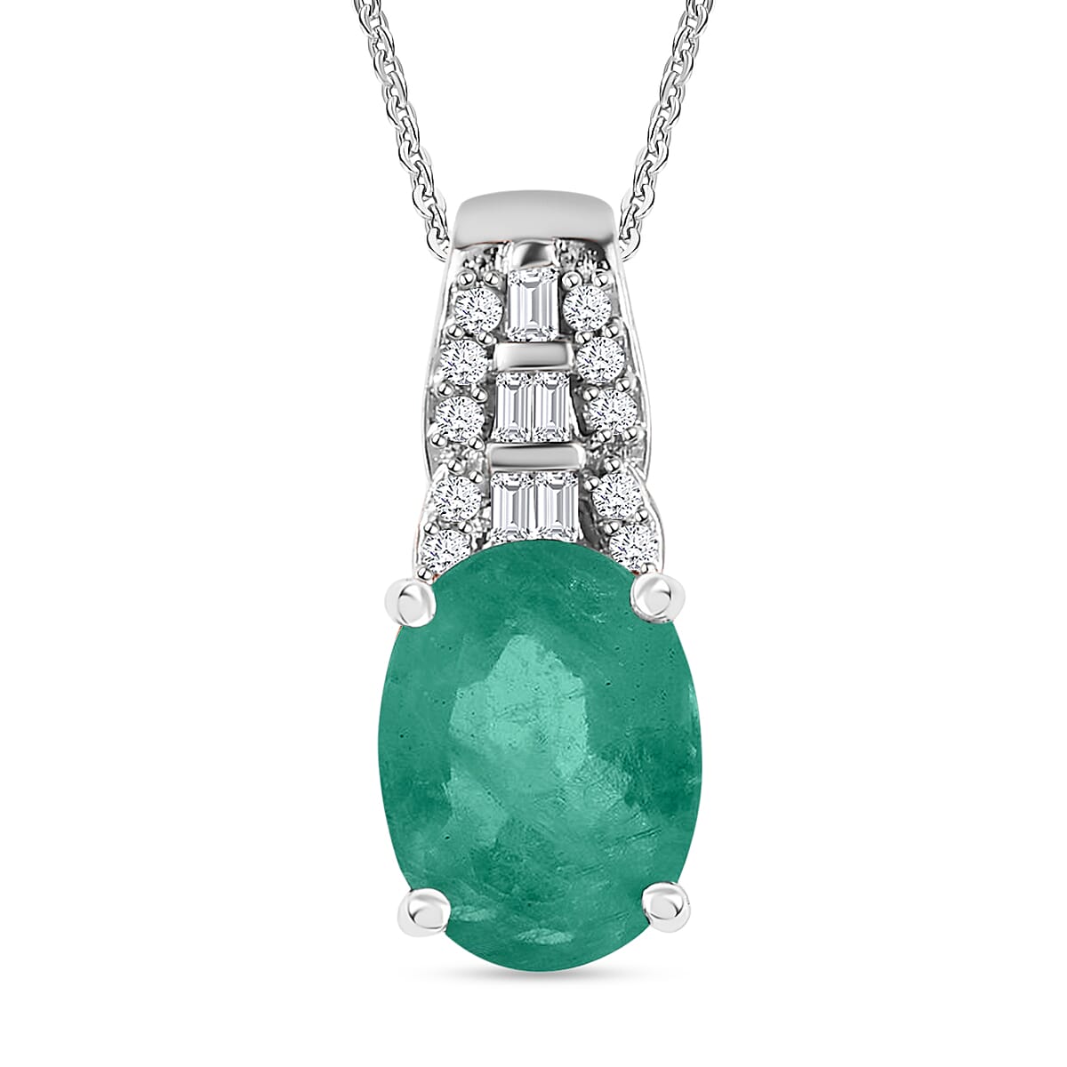 Luxoro AAA Tanzanite and Diamond Pendant Necklace in 14K White Gold 20 Inches 1.48 ctw