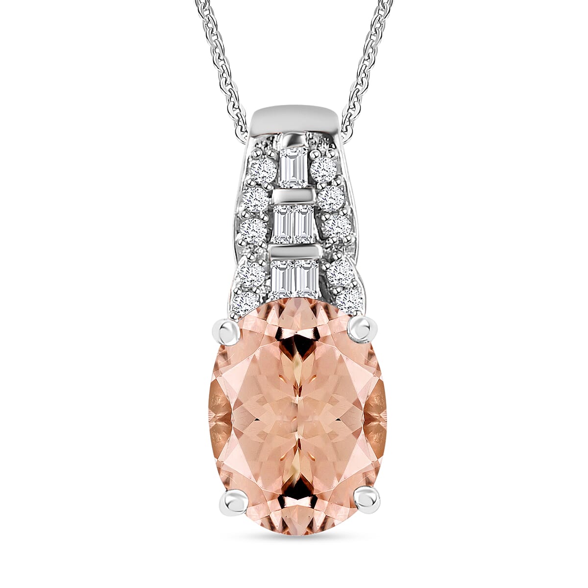 Luxoro AAA Tanzanite and Diamond Pendant Necklace in 14K White Gold 20 Inches 1.48 ctw